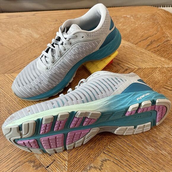 Asics Dyna Flyte 2 Gray Blue Running Shoes Womens 6.5 Athletic Sneaker - T7D5N - Picture 2 of 13